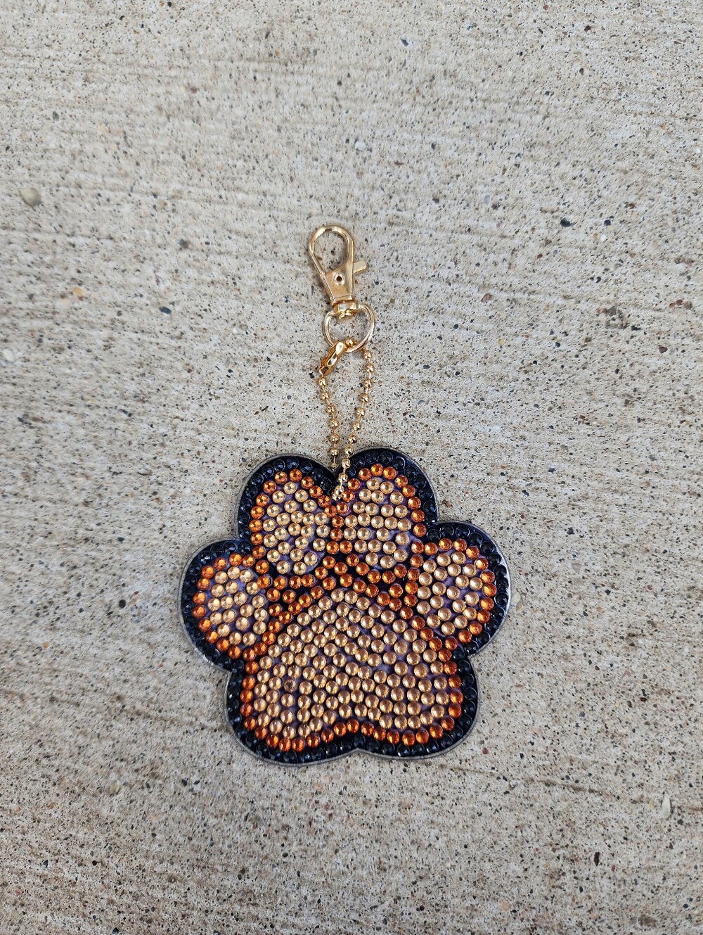 Embellished Paw Print Key & Card Holder - Gold/Bronze